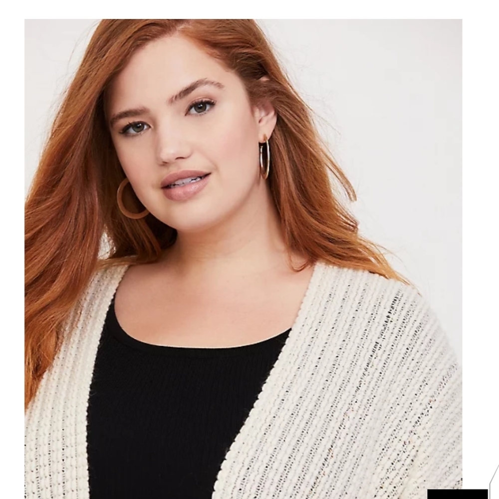 🆕IVORY SEQUIN COZY RUFFLE RUANA - PLUS SIZE - Picture 4 of 5